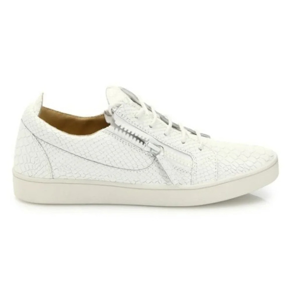 GIUSEPPE ZANOTTI White  Croc-Embossed Leather Zipper Sneakers Trainers 36.5 - Picture 1 of 10